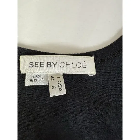 See by CHLOE Sequined Sequin Sleeveless Shift Tank Dress $365 Black USA 8 - Picture 2 of 5